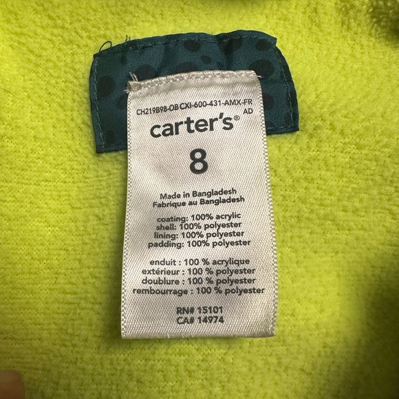 Carters size 8 like new fleece lined rain coat - Picture 3 of 6